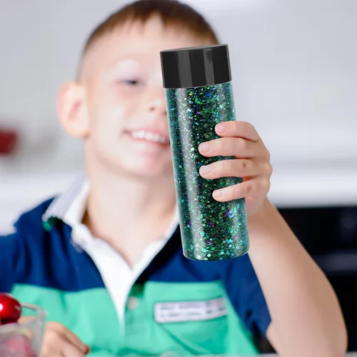 Vista 8 de 16 botellas sensoriales con tapas, botellas de agua de plástico transparente a prueba de fugas de 13.5 onzas, reutilizables, vacías