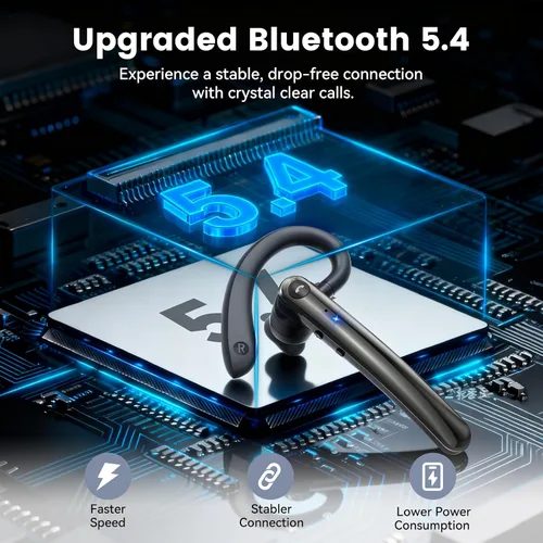 Vista 8 de Auriculares Bluetooth, auriculares inalámbricos Bluetooth 5.4 con 10 horas de tiempo de conversación manos libres, auriculares de una sola oreja