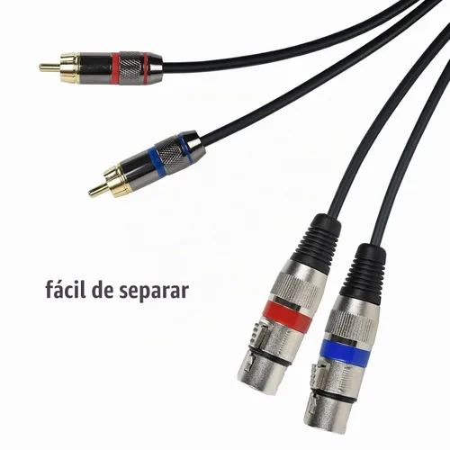 Vista 6 de Adaptador de cable de teléfono XLR doble hembra a RCA macho dual, 3.3 pies equilibrado XLRF de 3 pines a cable de altavoz RCA desequilibrado