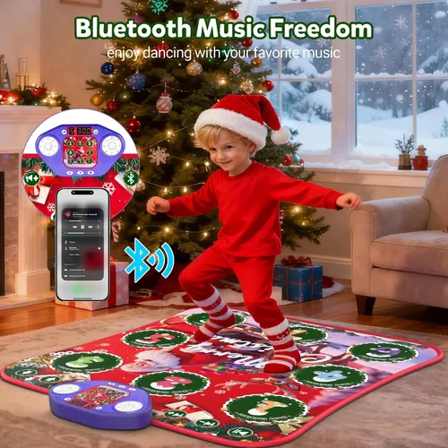 Vista 4 de Nueva Alfombrilla de Baile Electrónica de 8 Flechas Mejorada con Luz LED y Bluetooth Inalámbrico, Juguete de Baile con Música con 3 Modos de Juego