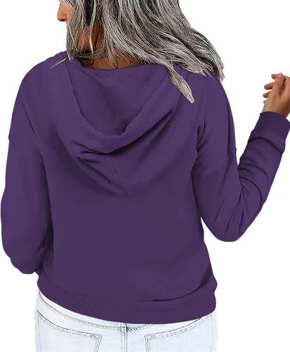 Vista 2 de VISLILY Sudaderas con capucha para mujer de talla grande, con cremallera de un cuarto, ligeras, de manga larga, con bolsillo, 1X-4X