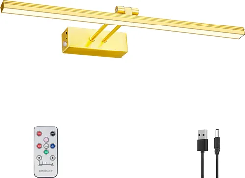 Vista 11 de FUNCHDAY Luz para Cuadros, Luces de Arte a Batería para Pared, Luz Inalámbrica con Control Remoto para Pinturas con Temporizador y Regulable
