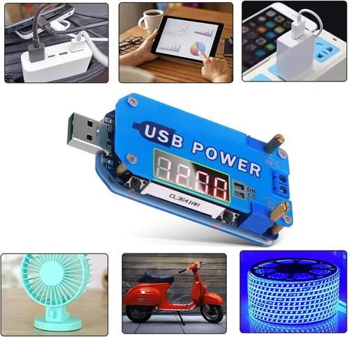 Vista 5 de PEMENOL Convertidor de voltaje Buck Boost de 15 W DC-DC, 5 V a 3.3 V 9 V 12 V 24 V 30 V CVCC módulo de alimentación USB ajustable con carcasa