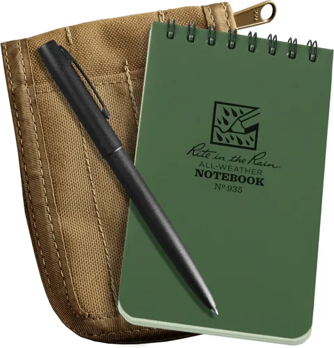 Vista 13 de Rite in the Rain All-Weather - Kit de cuaderno con espiral en parte superior de 3 x 5", funda de tela CORDURA, cuaderno amarillo y bolígrafo