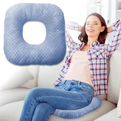 Vista 20 de Cojín de asiento con forma de dona rellena para dolor de coxis y coccix, hemorroides, úlceras de cama, embarazo, próstata, recuperación