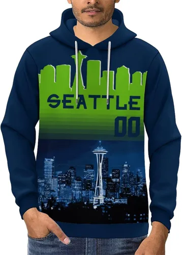 Vista 3 de Custom Football Hoodies City Night Skyline Personalized Sweatshirt Name Number Fan Gift Pullover for Men Women Youth