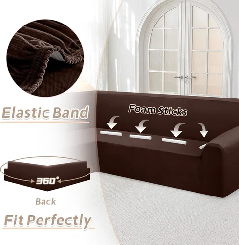 Vista 662 de Arfntevss Fundas de sofá seccional reclinable de terciopelo, Funda de sofá seccional de esquina para sofá reclinable, Funda elástica suave