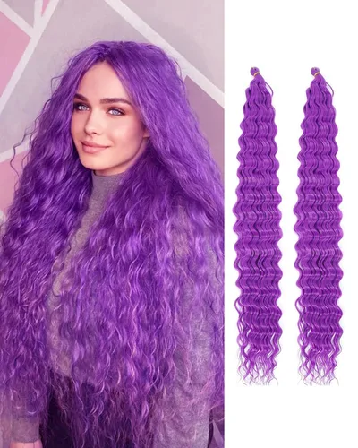 Vista 7 de Ginger - Cabello rizado de ganchillo de 30 pulgadas, 2 paquetes de cabello de ganchillo ondulado profundo con ganchillo, cabello largo ondulado