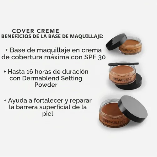 Vista 5 de Dermablend Cover Crème - Base de maquillaje de cobertura completa, corrector de crema hidratante para ojeras e imperfecciones, cobertura máxima