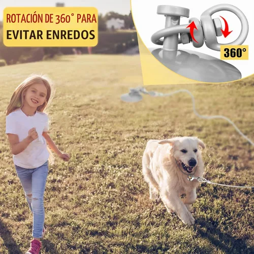 Vista 6 de Estaca de amarre para perro resistente con cable de perro de 10 pies para perros grandes de hasta 150 libras, estaca espiral para perro