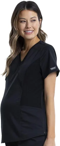 Vista 2 de Cherokee WW Revolution Mock Wrap - Camiseta de maternidad elástica en 2 direcciones Negro