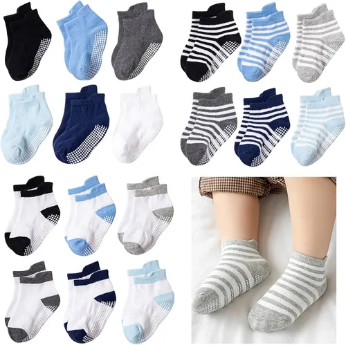 Vista 2 de SIMYJOY ENJOY THE SIMPLICITY Calcetines antideslizantes para niños pequeños con agarre calcetines de algodón con agarre