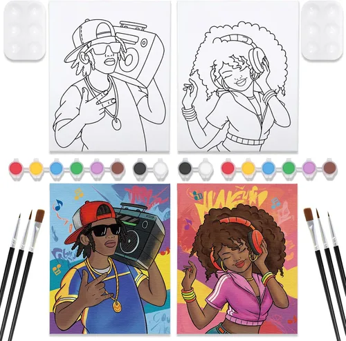 Vista 7 de VOCHIC Kits de Fiesta de Pintura para Parejas Lienzo Predibujado para Adultos Pintura y Bebida Juegos de Noche de Cita para Parejas Conjunto