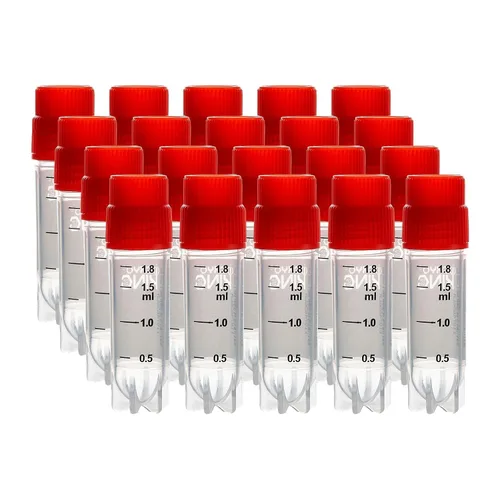 Vista 45 de Cryoviales de 0.0 fl oz, 25Pcs Cryotubes con código de barras lateral, frascos de esterilización con rosca externa, tubos de muestra con tapas Azul