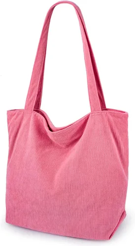 Vista 9 de Bolso de pana Iioscre para mujeres, bolsos hobo con cierre de cremallera, bolsos de hombro casuales de gran capacidad con bolsillos interiores