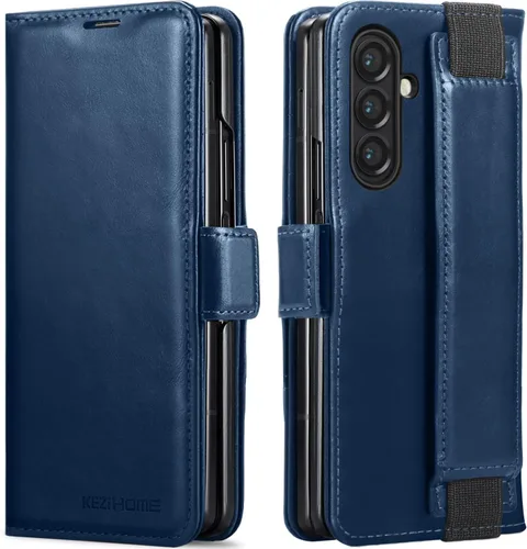 Vista 38 de KEZiHOME Funda tipo cartera de piel auténtica para Samsung Galaxy Z Fold 6 Negro