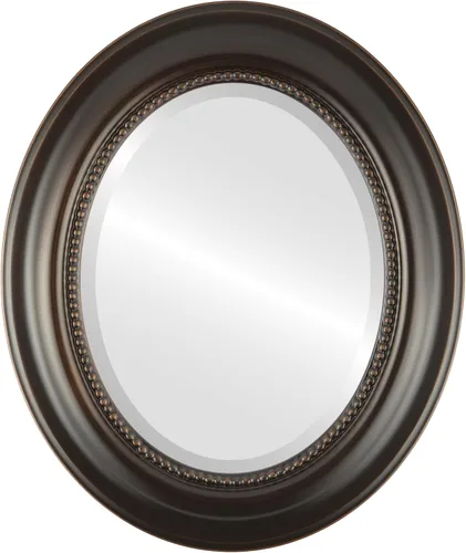 Vista 22 de OVALCREST Espejo de pared ovalado biselado para decoración del hogar, estilo patrimonial, espray plateado, dimensiones exteriores de 25 x 29 pulgadas