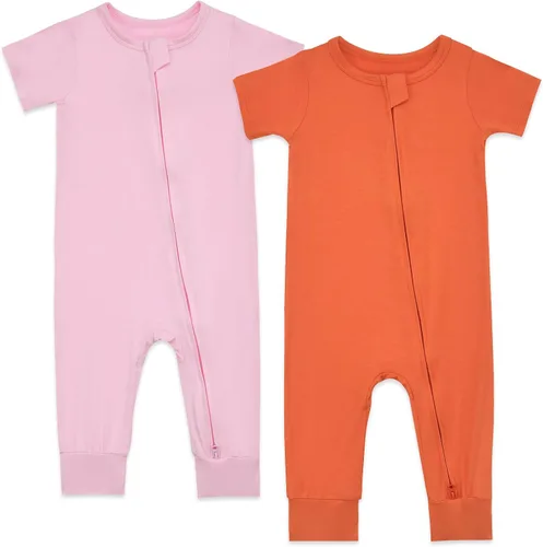 Vista 7 de Aablexema Pijama de rayón de bambú de manga corta para bebé Negro & gris