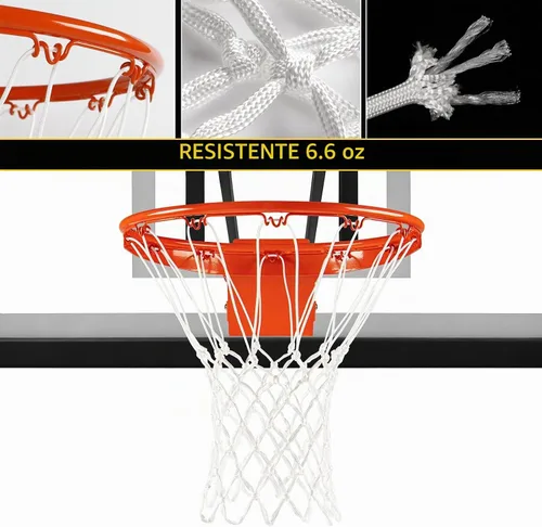 Vista 7 de Malla para aro de baloncesto profesional de alta calidad y resistente, repuesto para aro estándar, 12 argollas, no se enreda, resistente a todos