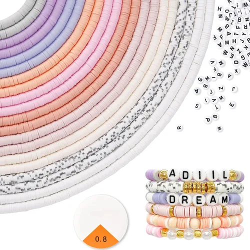 Vista 13 de ADIIL Kit de Fabricación de Pulseras con 7200 Piezas de Cuentas de Arcilla, Cuentas Heishi de Polímero de 6mm para Hacer Joyas, Kit de Pulseras