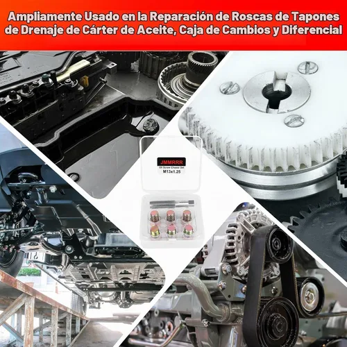 Vista 6 de Kit de reparación de roscas para tapón de drenaje de aceite M13 x 1.25 mm, herramienta de roscado de tornillos de cárter de aceite, kit
