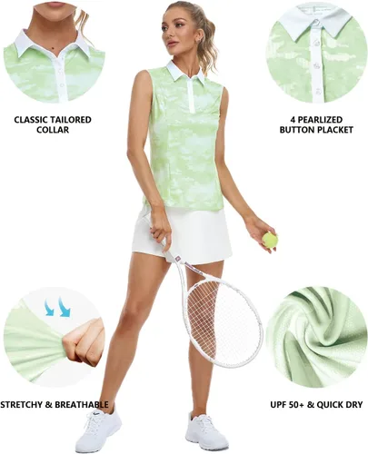 Vista 2 de Hiverlay Women Golf Shirts Polo Shirts for Women UPF 50+ Lightweight Quick-Dry Collared Tennis Daily Shirts Work Tops