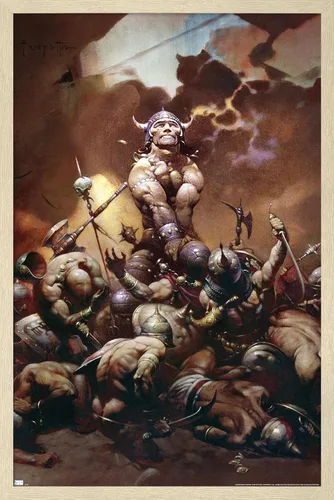 Vista 7 de Trends International Frank Frazetta - Póster de pared de destructor, 34 pulgadas de largo x 22.4 pulgadas, versión enmarcada en oro Versión