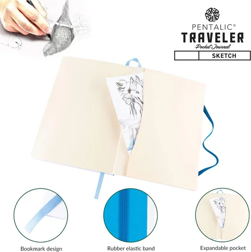 Vista 4 de Cuaderno de bocetos Travelers Dot Grid Pentalic Art, libre de ácidos