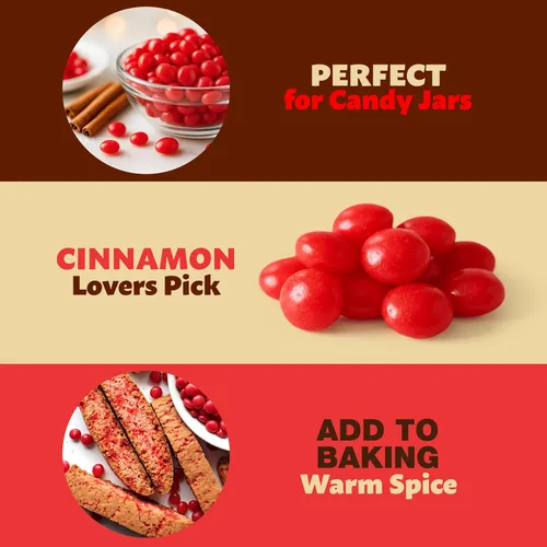 Vista 6 de Cinnamon Imperials Bolsa de 1 libra Dulces duros Dulces rojos picantes Caramelos clásicos de canela Sabor audaz, piezas de caramelo picante