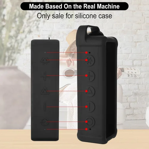 Vista 5 de Funda de silicona compatible con altavoz portátil Anker Soundcore 2, funda protectora de viaje con asa y mosquetón para altavoz Anker Soundcore 2