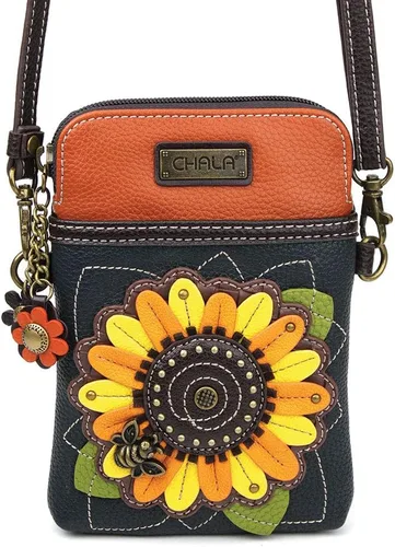 Vista 2 de CHALA Bolso cruzado para teléfono celular, piel sintética, lona multicolor con correa ajustable