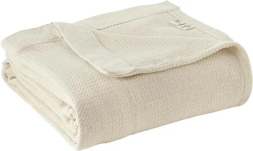 Vista 14 de Manta 100% algodón orgánico – Manta de algodón orgánico certificado GOTS & Fairtrade para cama con tejido de punto individual suave, pesado