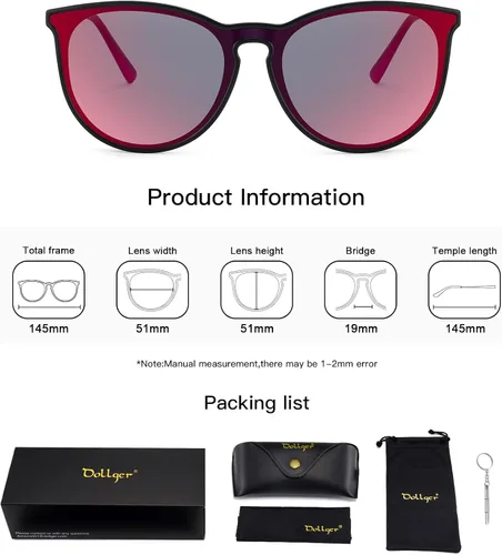 Vista 5 de Dollger Sunglasses Womens Men Classic Retro Round Trendy Sunglasses for Women UV Protection