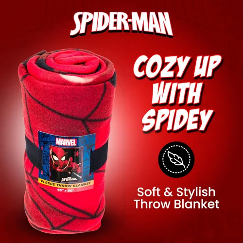 Vista 9 de Silver Buffalo Marvel Universe Spider-Man Spidey Close Up Web Shooter 45" x 60" Manta de forro polar, Manta suave y acogedora, 180 GSM