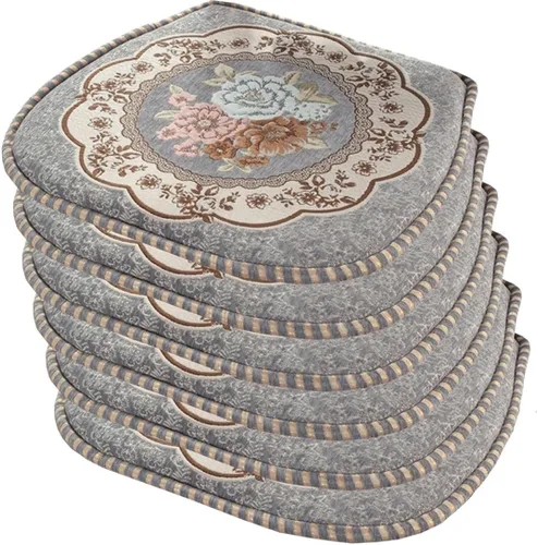 Vista 31 de EORNOW Juego de cojines para silla de comedor con lazos, juego de 1/2/4, almohadillas antideslizantes para silla de comedor con funda extraíble