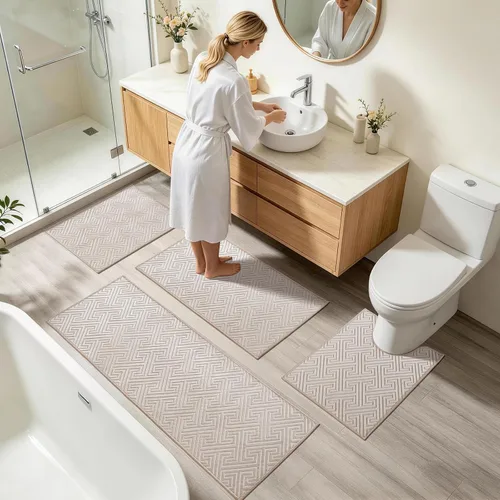 Vista 9 de YIHOUSE Alfombras de baño beige de 17 x 24 pulgadas, de secado rápido, antideslizantes, absorbentes, lavables a máquina, fina alfombra de baño