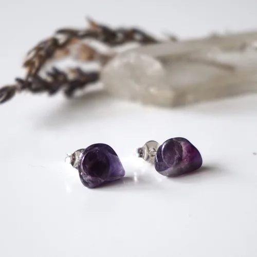 Vista 14 de Pendientes de tuerca de cristal de piedra natal aleternativa para mujer y hombre