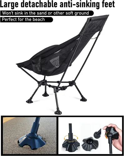 Vista 7 de WildCall Silla de camping plegable ligera, silla antihundimiento, respaldo