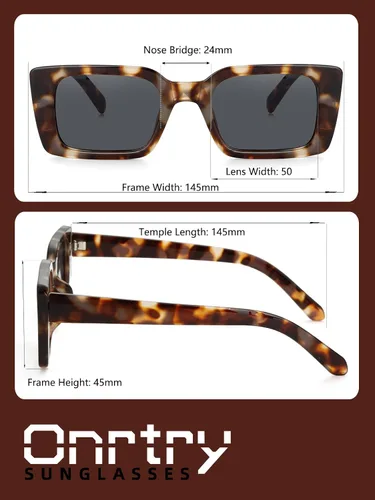 Vista 6 de Onrtry Rectangle Sunglasses for Women Men Vintage Fashion Sun Glasses