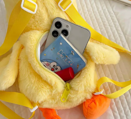 Vista 6 de Lefe Liee Bolsa de peluche de pato, linda mochila de felpa de pato para adultos, accesorios de decoración para adultos, kawaii único y divertido