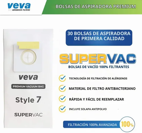 Vista 2 de Paquete de 30 bolsas de vacío estilo 7 para aspiradora vertical Bissell, bolsas de vacío SuperVac de primera calidad Parte # 32120