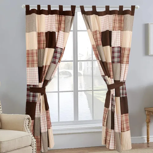 Vista 31 de Cozy Line Home Fashions Juego de ropa de cama reversible con diseño de mosaico real Brody Farmhouse Chocolate Plaid a rayas, colcha colcha