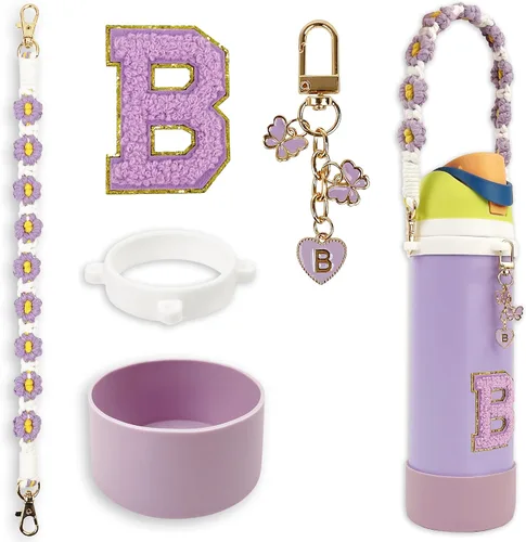 Vista 52 de SITKOL Juego de Monogramas Bonitos de Silicona Compatible con Botella de Agua Owala 24 oz, 32 oz, 40 oz - Accesorios Perfectos con la Letra Owala