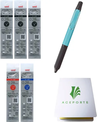 Vista 11 de ACEPORTE Uni Jetstream EDGE3 Bolígrafo de punta de bola a base de aceite de 0.28mm, cuerpo negro + repuestos negro/rojo/azul, conjunto de valor