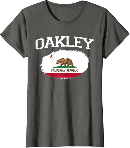 Vista 58 de OAKLEY CA CALIFORNIA Flag Vintage USA Sports Hombre Mujer Camiseta, Negro