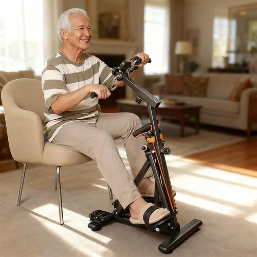 Vista 8 de Ejercitador de pedal de brazos y piernas para personas mayores, ejercitador de pedal sentado con ejercicio de balanceo de piernas, ejercicio