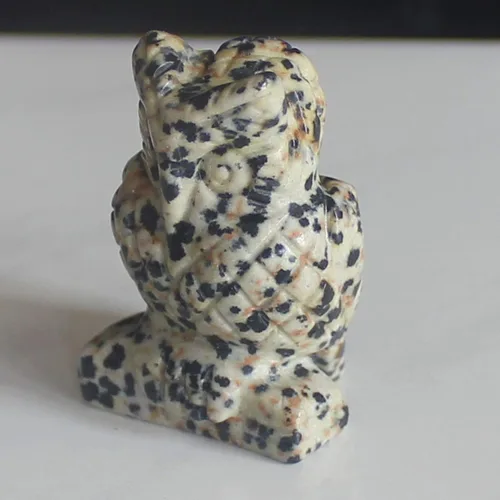 Vista 3 de 1.5 '' tallada a mano mixta gemstome cristal búho animal figura talla animal (jaspe dálmata)