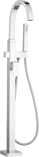 Vista 3 de American Standard T184955.295 llave de tina independiente contemporánea cuadrada para válvula áspera Flash, níquel cepillado