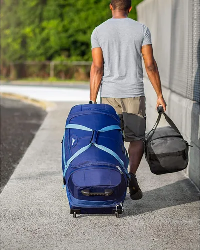 Vista 2 de High Sierra Fairlead - Bolsa de viaje portátil de poliéster de 34 pulgadas con ruedas y mango telescópico empotrado, color grisazul, Mercury Negro