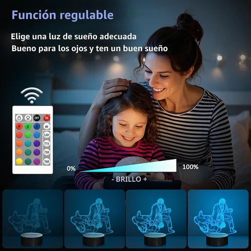 Vista 5 de OkiyiD - Luz nocturna de ilusión 3D con 16 colores cambiantes con control remoto (Estilo 7)